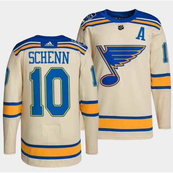 Men St  Louis Blues 10 Brayden Schenn Cream 2022 Winter Classic Stitched jersey